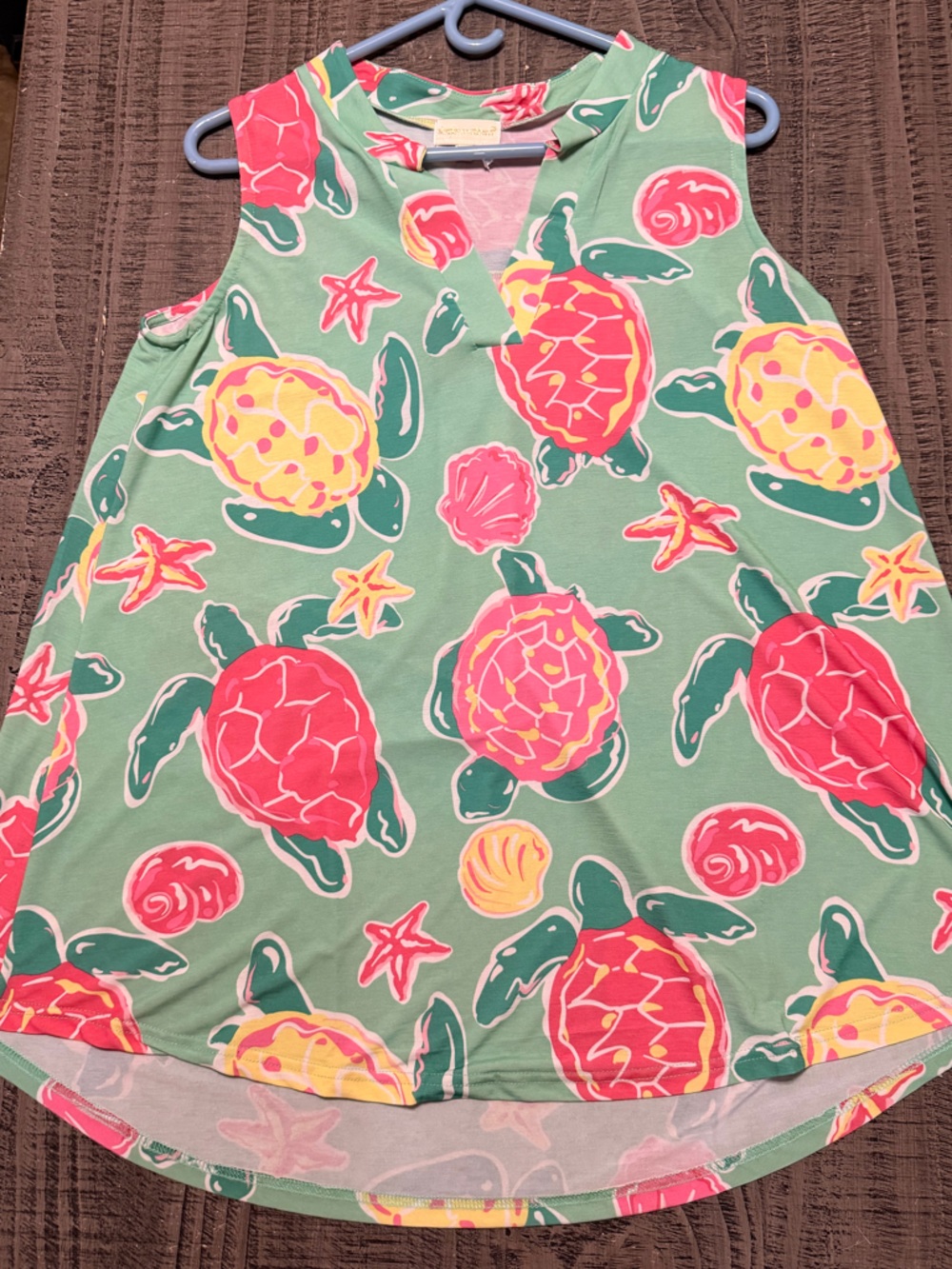 Simply Southern Mint Tunic with Coral & Yellow Sea Turtles